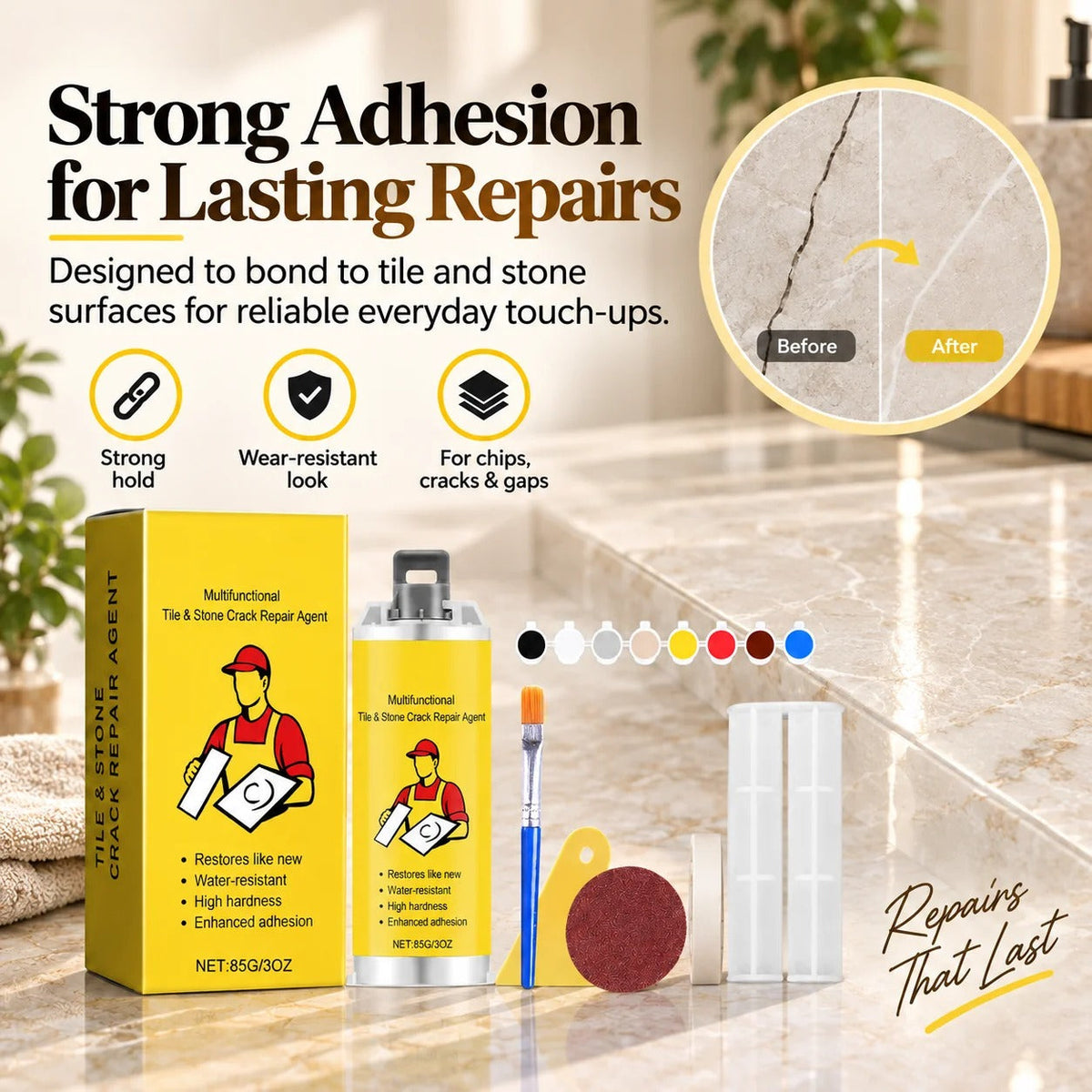 🛠️ Quick-Dry Tile Repair Kit