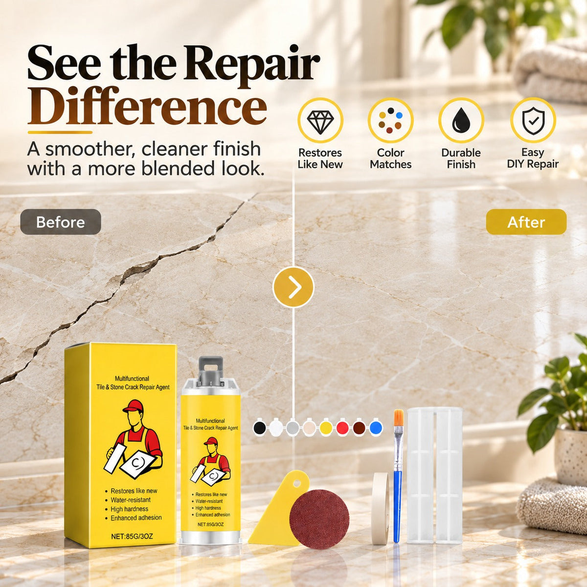🛠️ Quick-Dry Tile Repair Kit