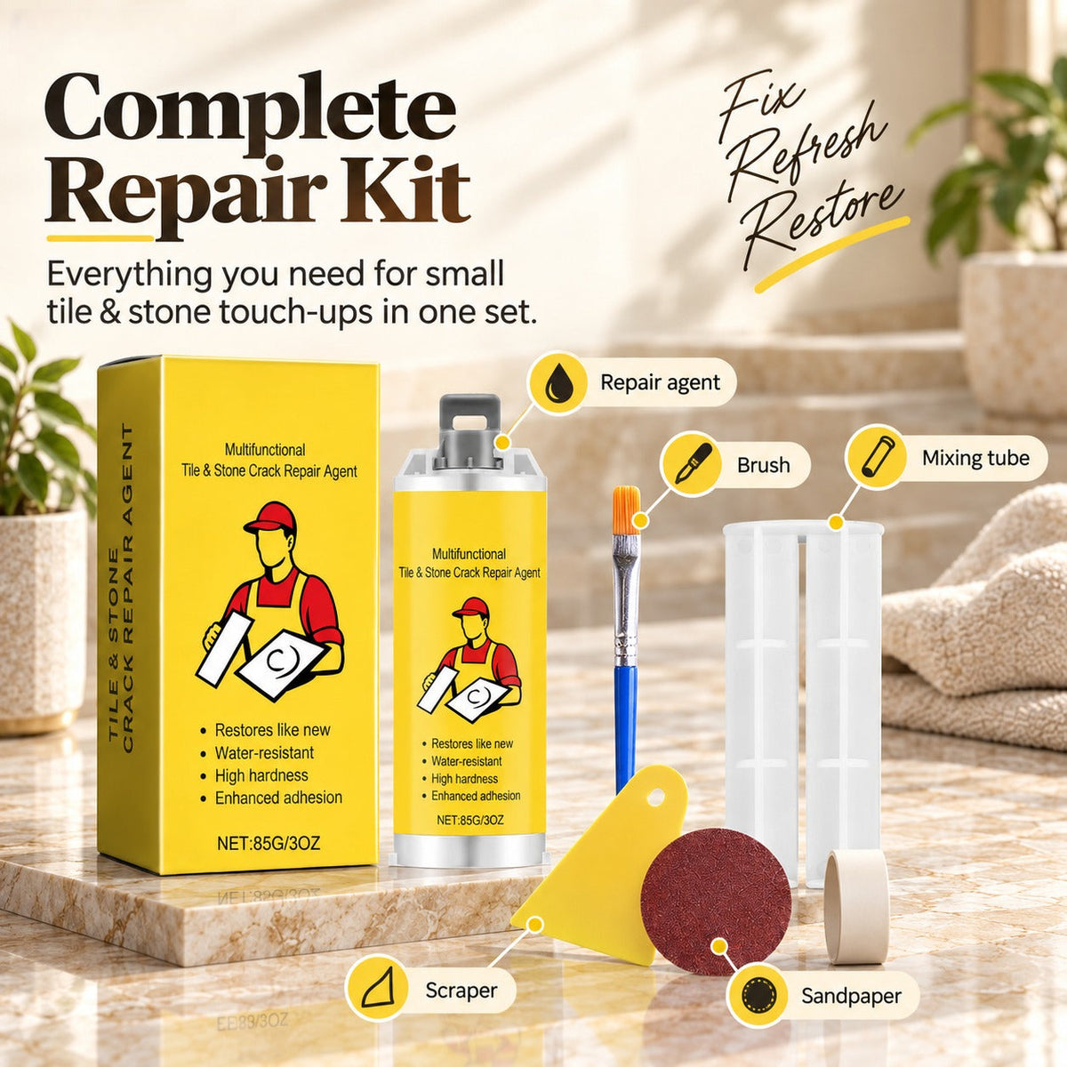 🛠️ Quick-Dry Tile Repair Kit