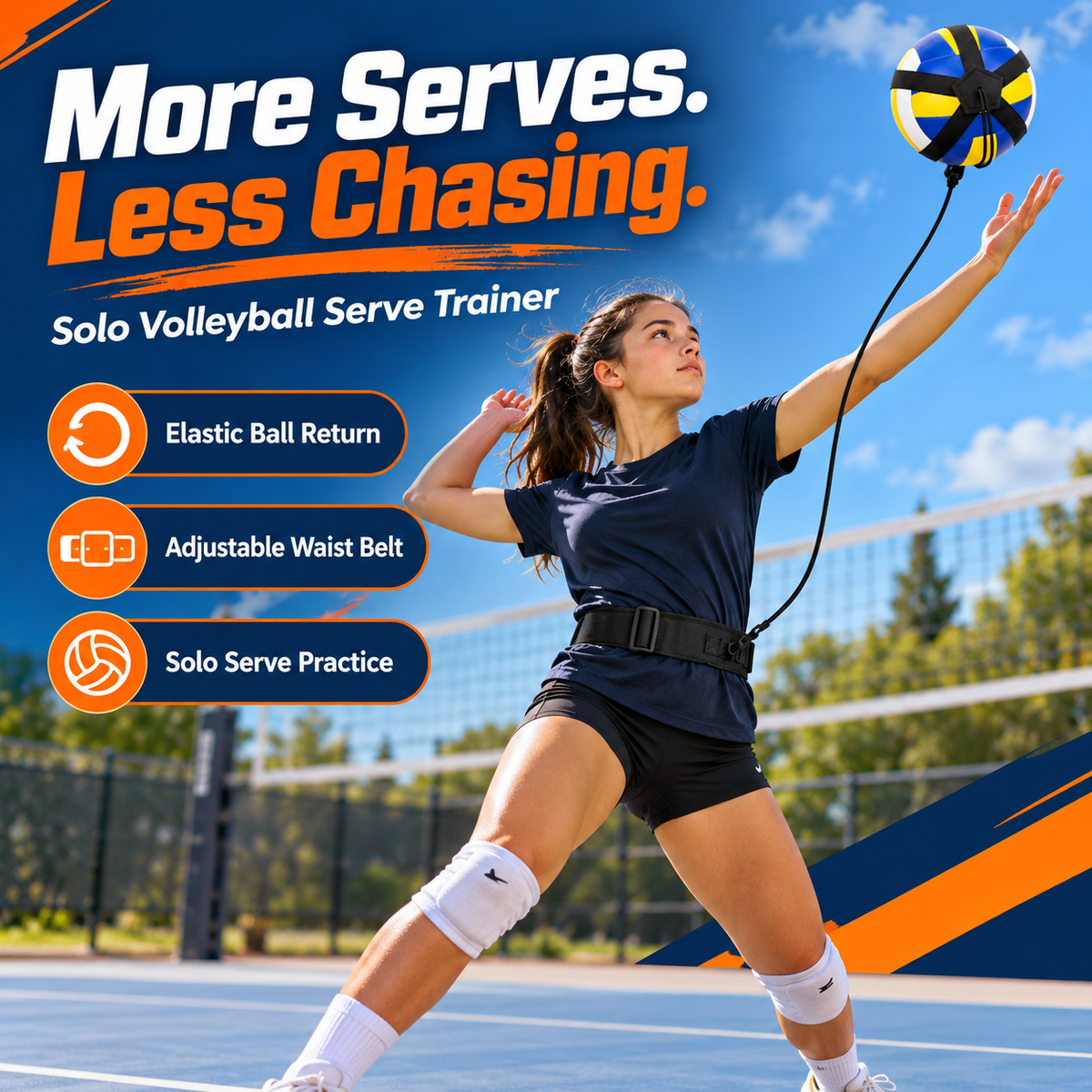 Volleyball Serve Trainer – Solo Practice Belt with Rebound Cord