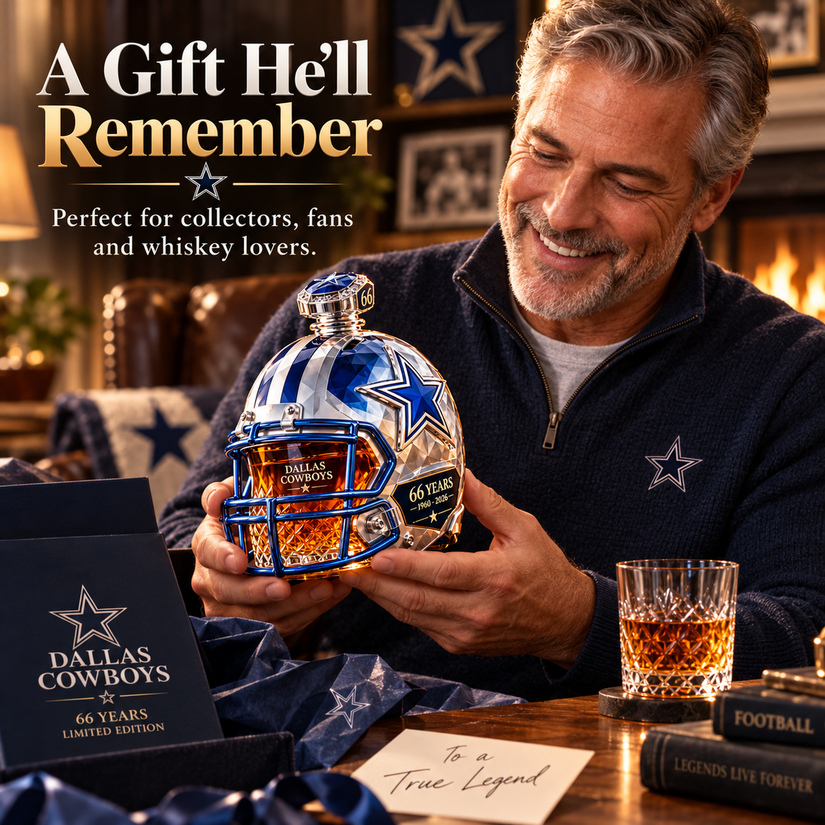 Football themed helmet decanter alternate view