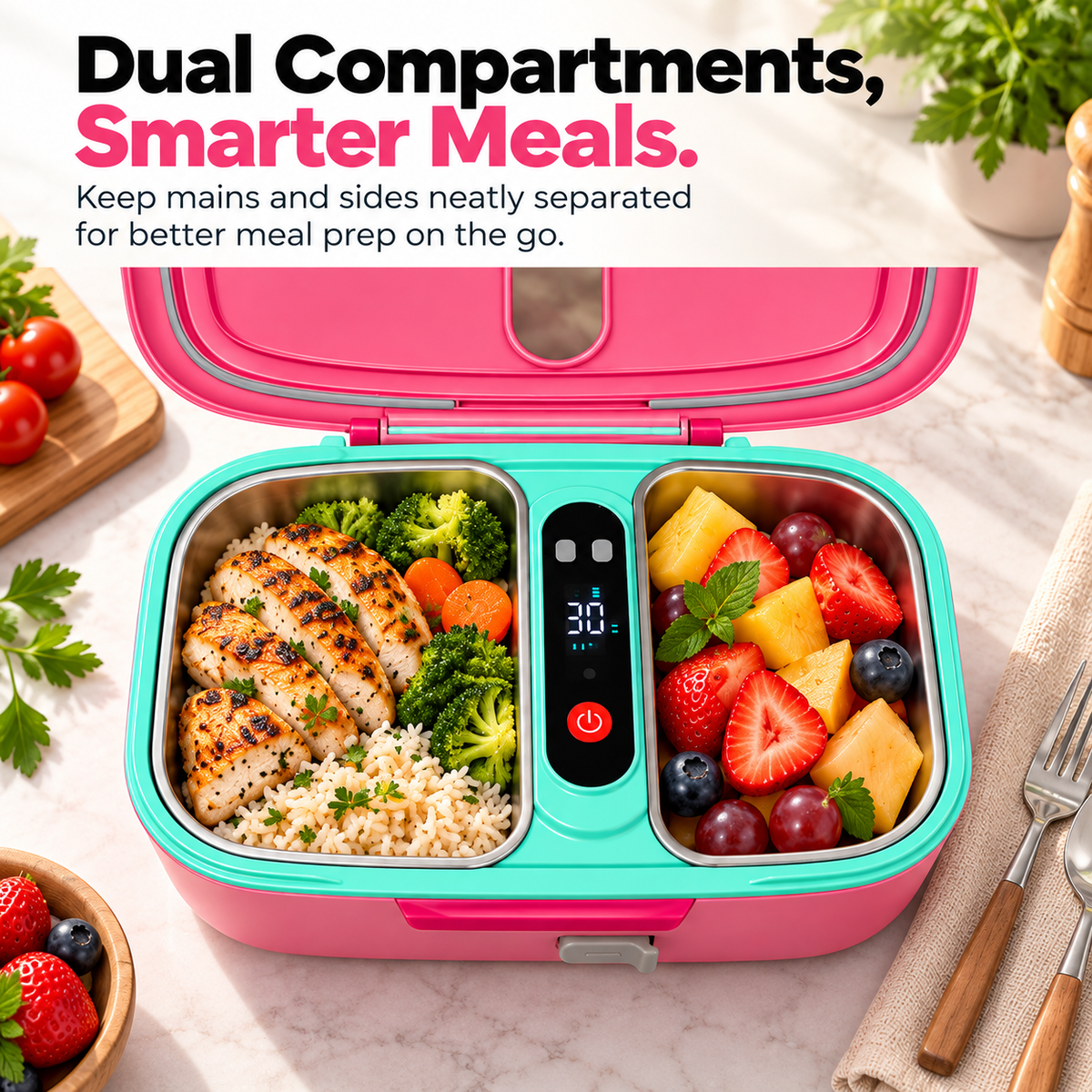 🔥 HotBite™ ️| Smart Self-Heating Lunch Box 🍱✨ – Enjoy Hot Meals Anywhere!