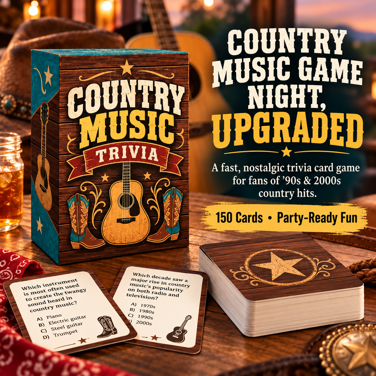 Country Music Trivia Game 150 Cards