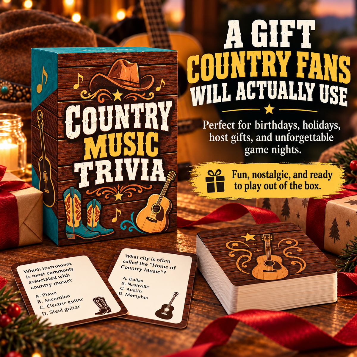 Country music trivia gift for country fans