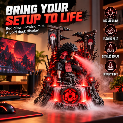 🔥 Shadow Warrior LED Mist Humidifier – Glowing Fantasy Battle Scene, Atmospheric Fog Effect & Collectible Desk Decor ⚔️✨