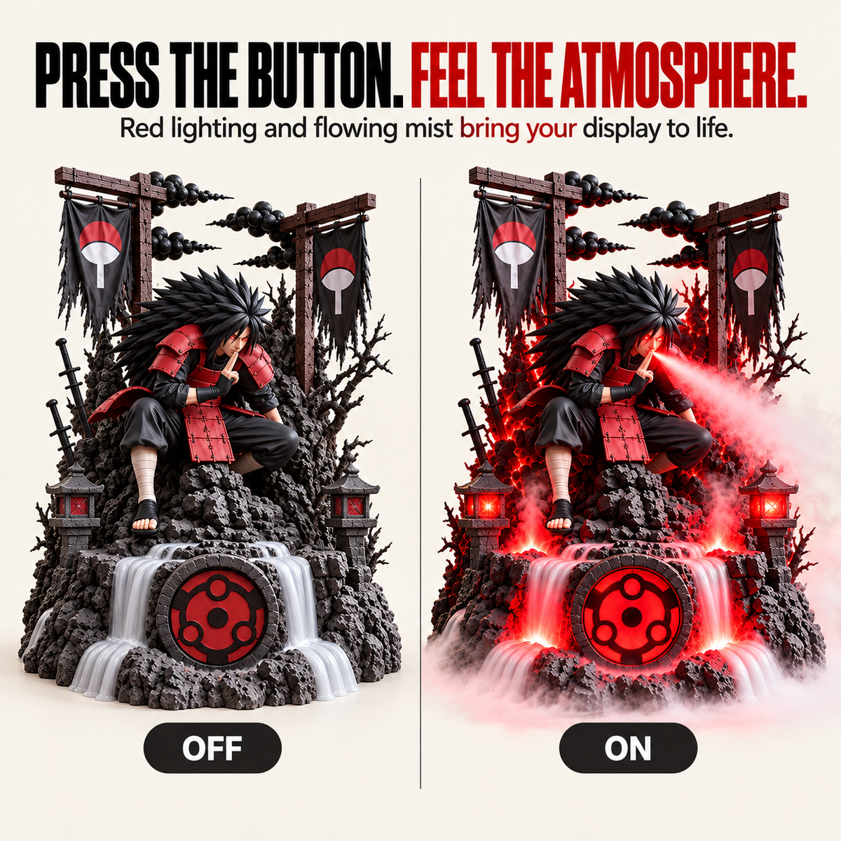 🔥 Shadow Warrior LED Mist Humidifier – Glowing Fantasy Battle Scene, Atmospheric Fog Effect & Collectible Desk Decor ⚔️✨