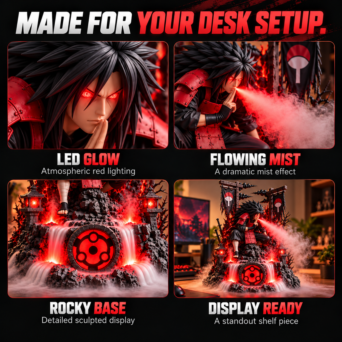 🔥 Shadow Warrior LED Mist Humidifier – Glowing Fantasy Battle Scene, Atmospheric Fog Effect & Collectible Desk Decor ⚔️✨