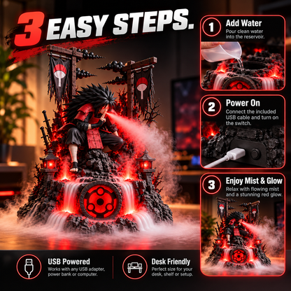 🔥 Shadow Warrior LED Mist Humidifier – Glowing Fantasy Battle Scene, Atmospheric Fog Effect & Collectible Desk Decor ⚔️✨