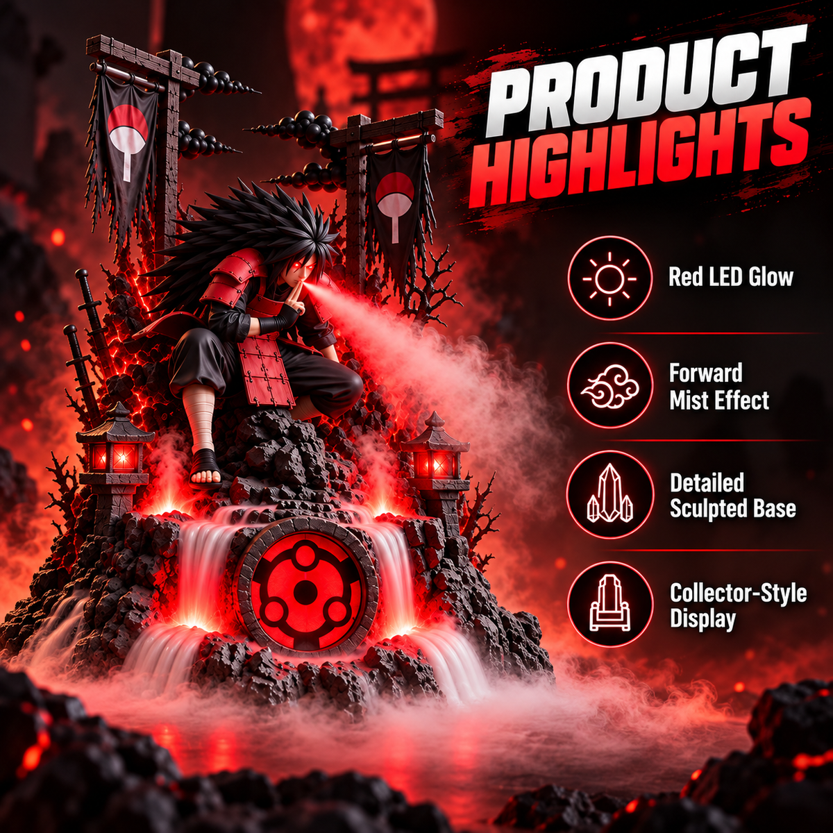🔥 Shadow Warrior LED Mist Humidifier – Glowing Fantasy Battle Scene, Atmospheric Fog Effect & Collectible Desk Decor ⚔️✨
