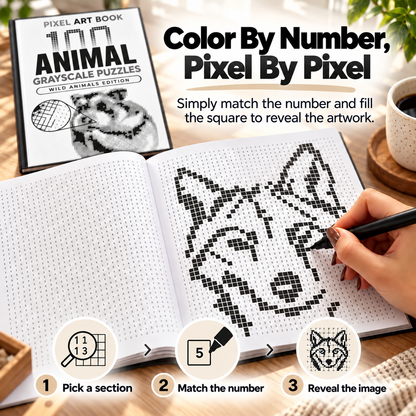 🐯 100 Wild Animal Pixel Art Designs | Relaxing Color-by-Number Book 🎨