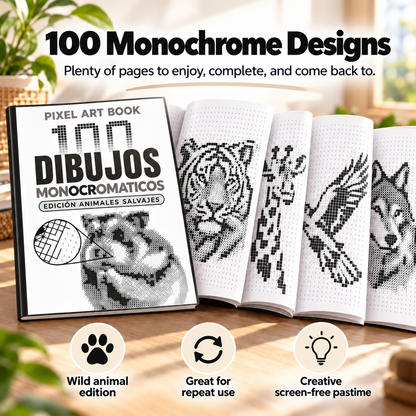 🐯 100 Wild Animal Pixel Art Designs | Relaxing Color-by-Number Book 🎨