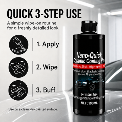 Automotive Nano Ceramic Coating Spray, Quick Ceramic Paint Protection for Cars & Motorcycles, High-Gloss Showroom Finish, Super Hydrophobic Water-Repellent Car Polish & Detailing Spray (100ML)
