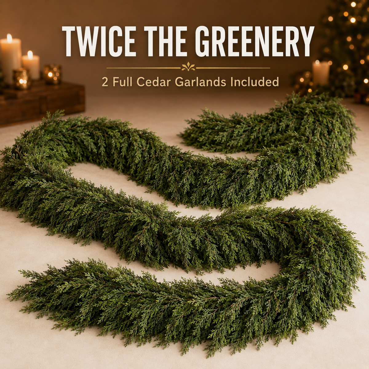 🎄 2-Pack Real-Touch Cedar Garland – Lush Christmas Greenery
