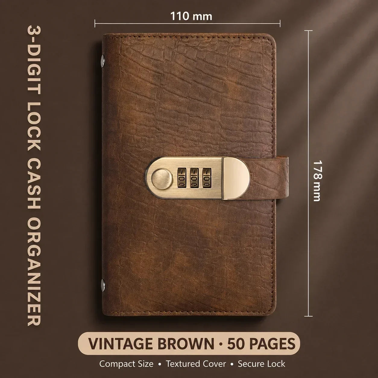 Brown locking banknote collection booklet