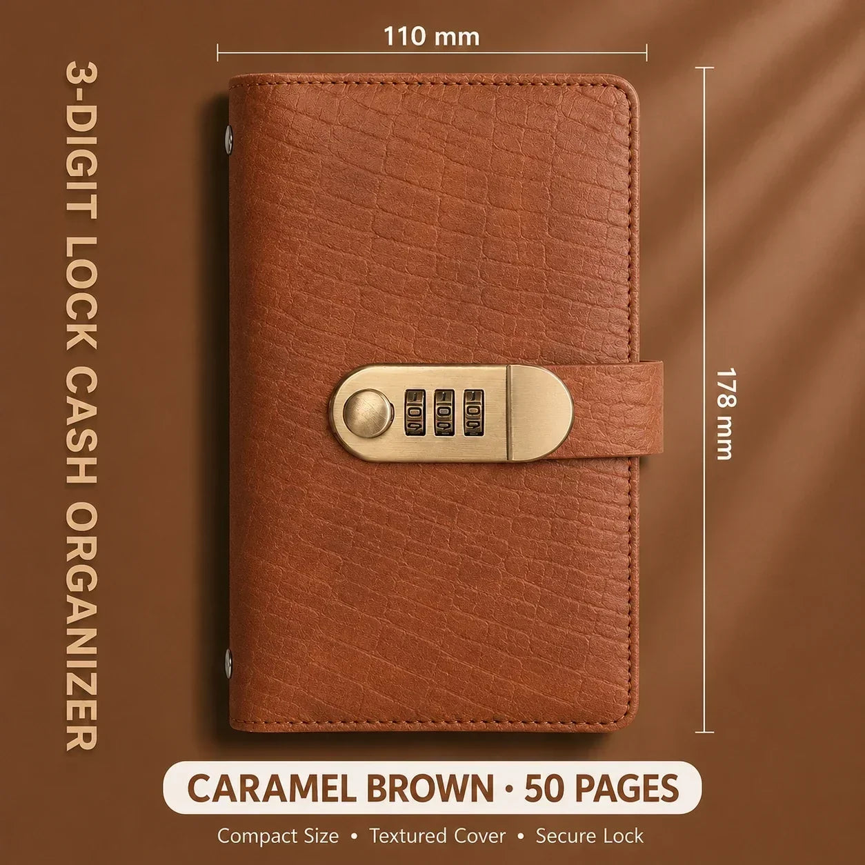 Orange brown locking banknote collection booklet