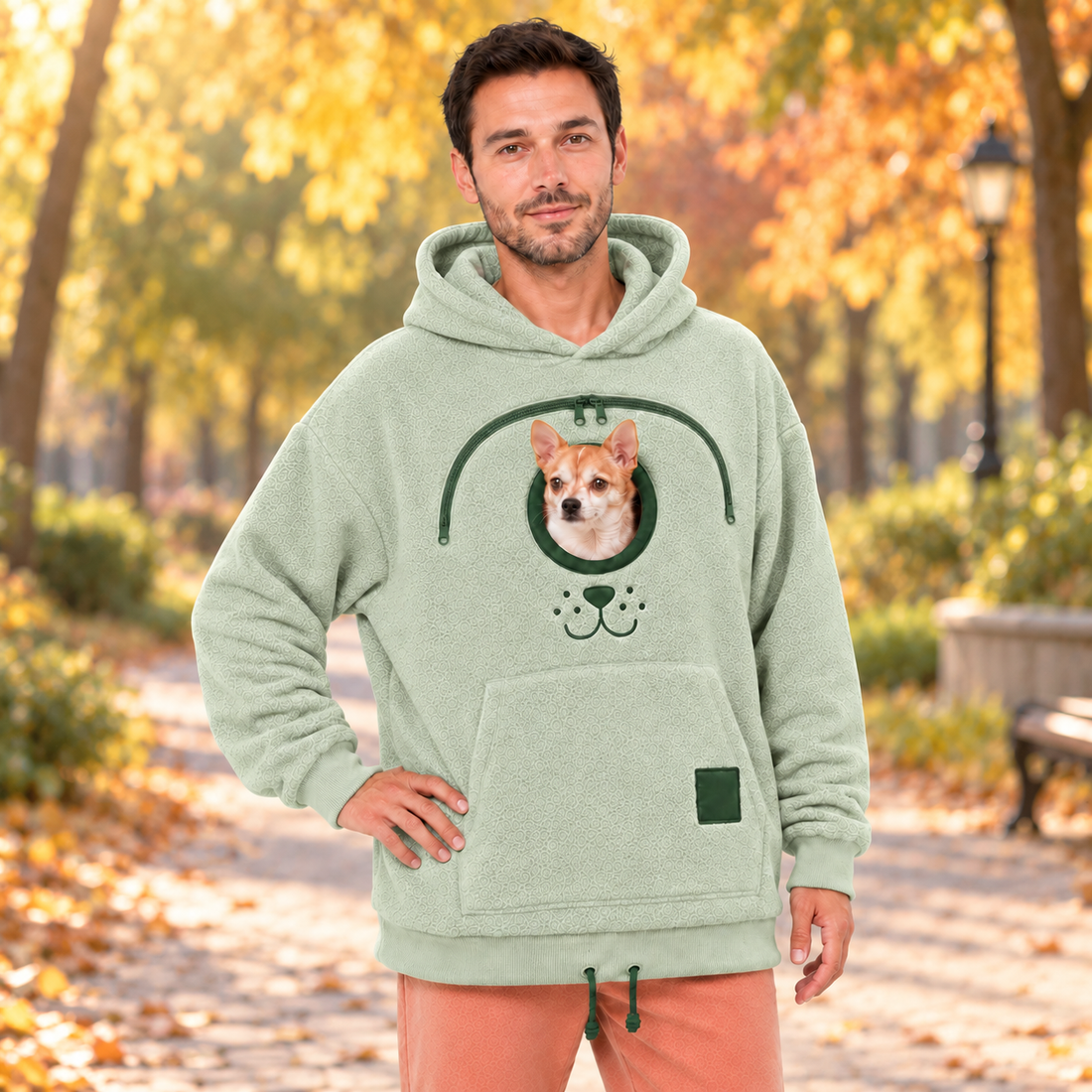 🐕 Cozy Fleece Pet BondingPouch Hoodie - Warm &Supportive Small Pet CarrierClothing