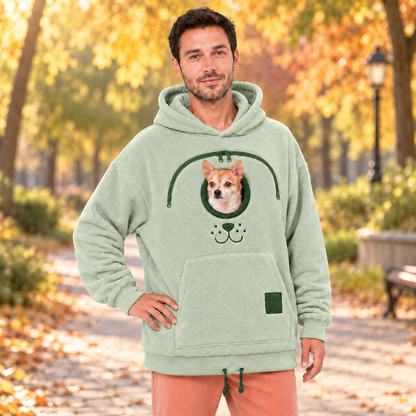 🐕 Cozy Fleece Pet BondingPouch Hoodie - Warm &Supportive Small Pet CarrierClothing
