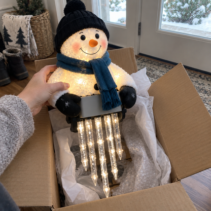 WinterGlow snowman Christmas light decor detail