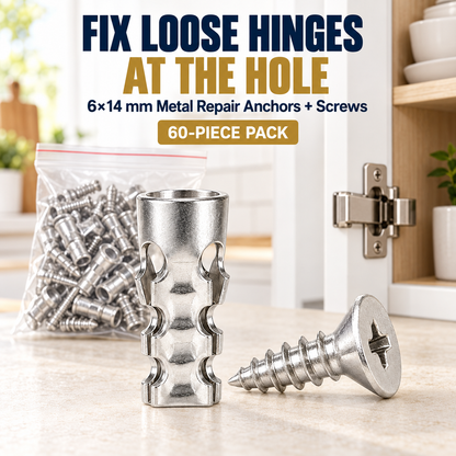🔧🚪6x14mm Door Hinge Repair Screws & Wall Anchors Pack(60pcs)