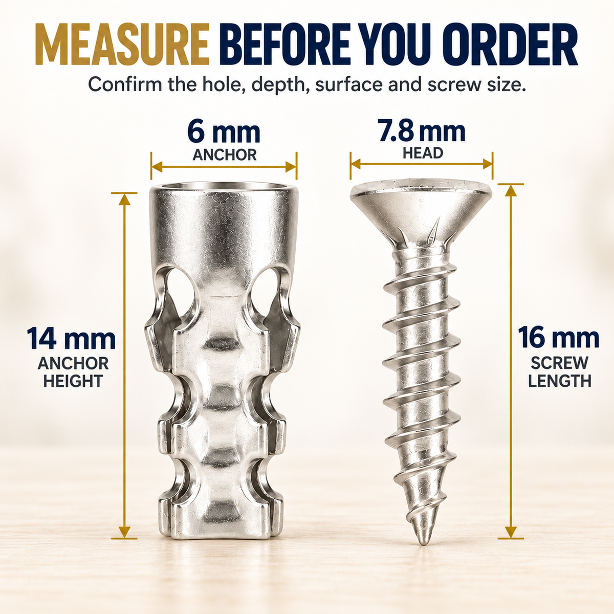 🔧🚪6x14mm Door Hinge Repair Screws & Wall Anchors Pack(60pcs)