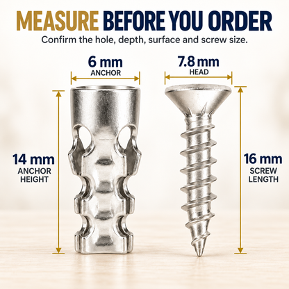 🔧🚪6x14mm Door Hinge Repair Screws & Wall Anchors Pack(60pcs)