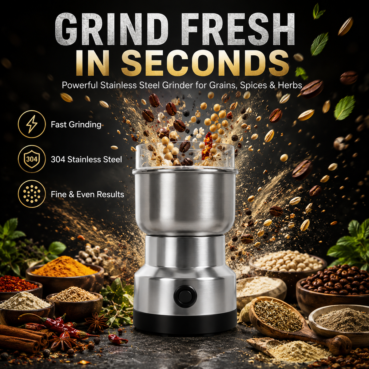Stainless steel electric grain grinder - product image 1