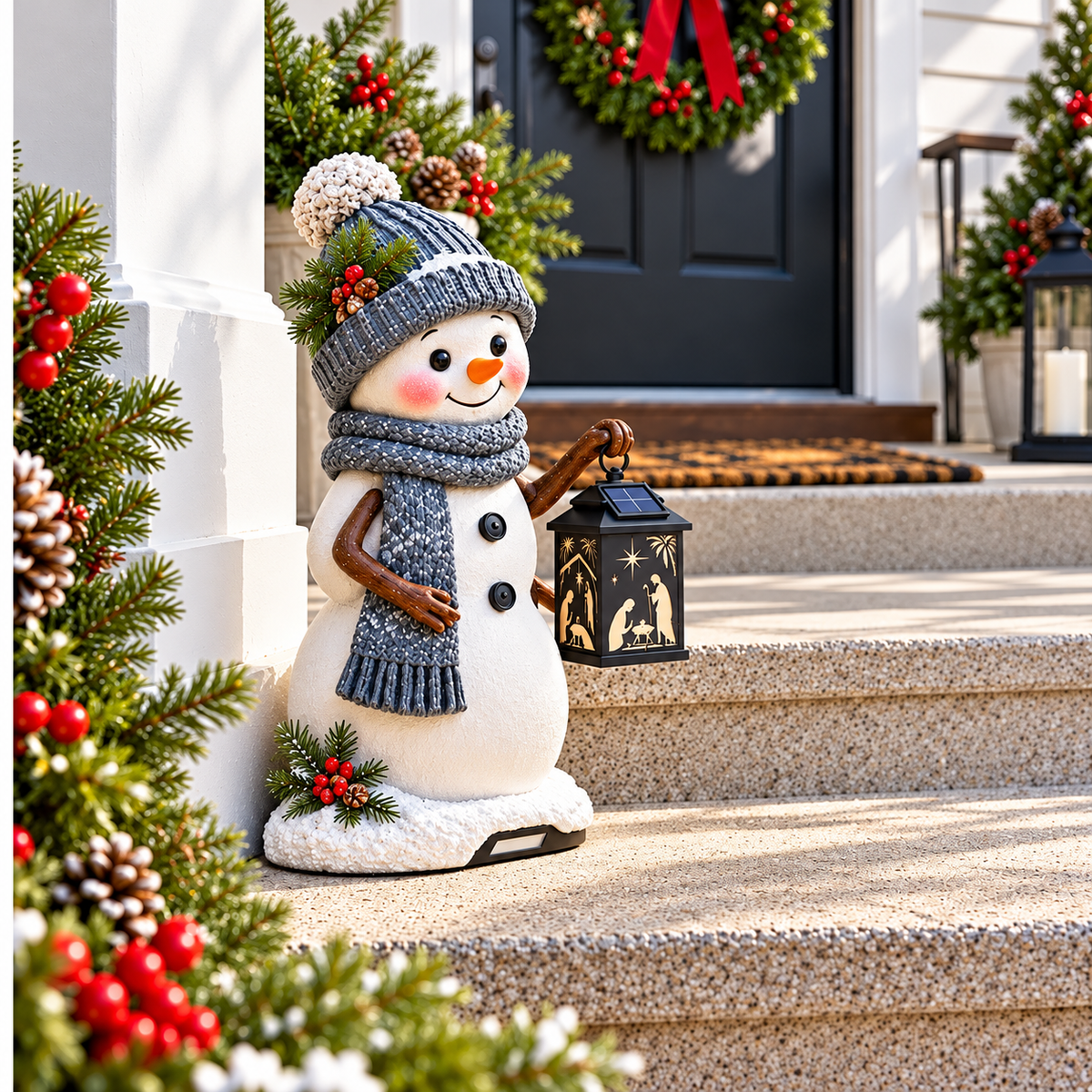 💫⛄ Last Day 49% Snowman Nativity Glow™ – Solar Christmas Step Light with Holy Family Projection🎉