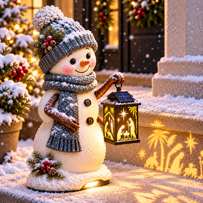 💫⛄ Last Day 49% Snowman Nativity Glow™ – Solar Christmas Step Light with Holy Family Projection🎉