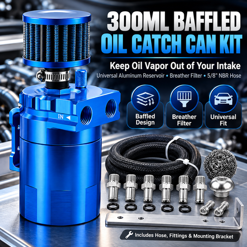 🔥 VaporGuard™ 300ML Baffled Oil Catch Can Kit – Cleaner Intake, Smarter Engine Care