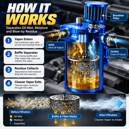 🔥 VaporGuard™ 300ML Baffled Oil Catch Can Kit – Cleaner Intake, Smarter Engine Care