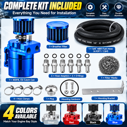 🔥 VaporGuard™ 300ML Baffled Oil Catch Can Kit – Cleaner Intake, Smarter Engine Care