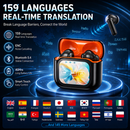 🌐 VoxPro™ AI Translation Earbuds – Smart Noise-Canceling Wireless Translator Headphones