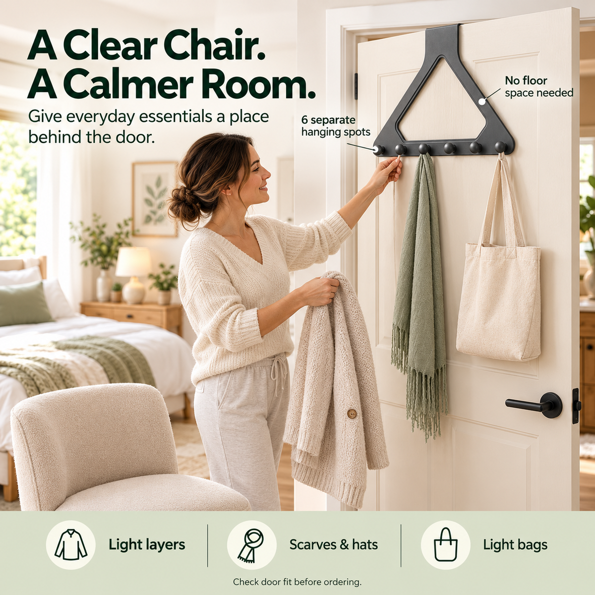Six hooks organize light items