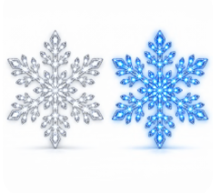 Blue and cool-white illuminated snowflake light designs