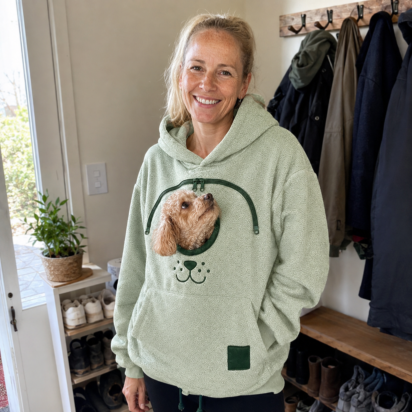 🐕 Cozy Fleece Pet BondingPouch Hoodie - Warm &Supportive Small Pet CarrierClothing