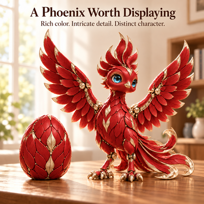 🔥 Mythical Phoenix Figurine ✨ Red & Gold Fantasy Decor