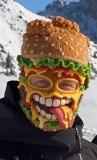 Funny Food Balaclava Ski Mask, Novelty Knitted Full Face Mask with Stretch Fit, Warm Winter Head Cover for Skiing, Snowboarding, Streetwear, Parties & Costume Fun
