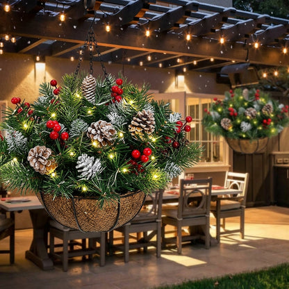 🎄 50% OFF Today | ✨ Pre-Lit Christmas Hanging Basket | 🌿 Get Your Porch Ready Early