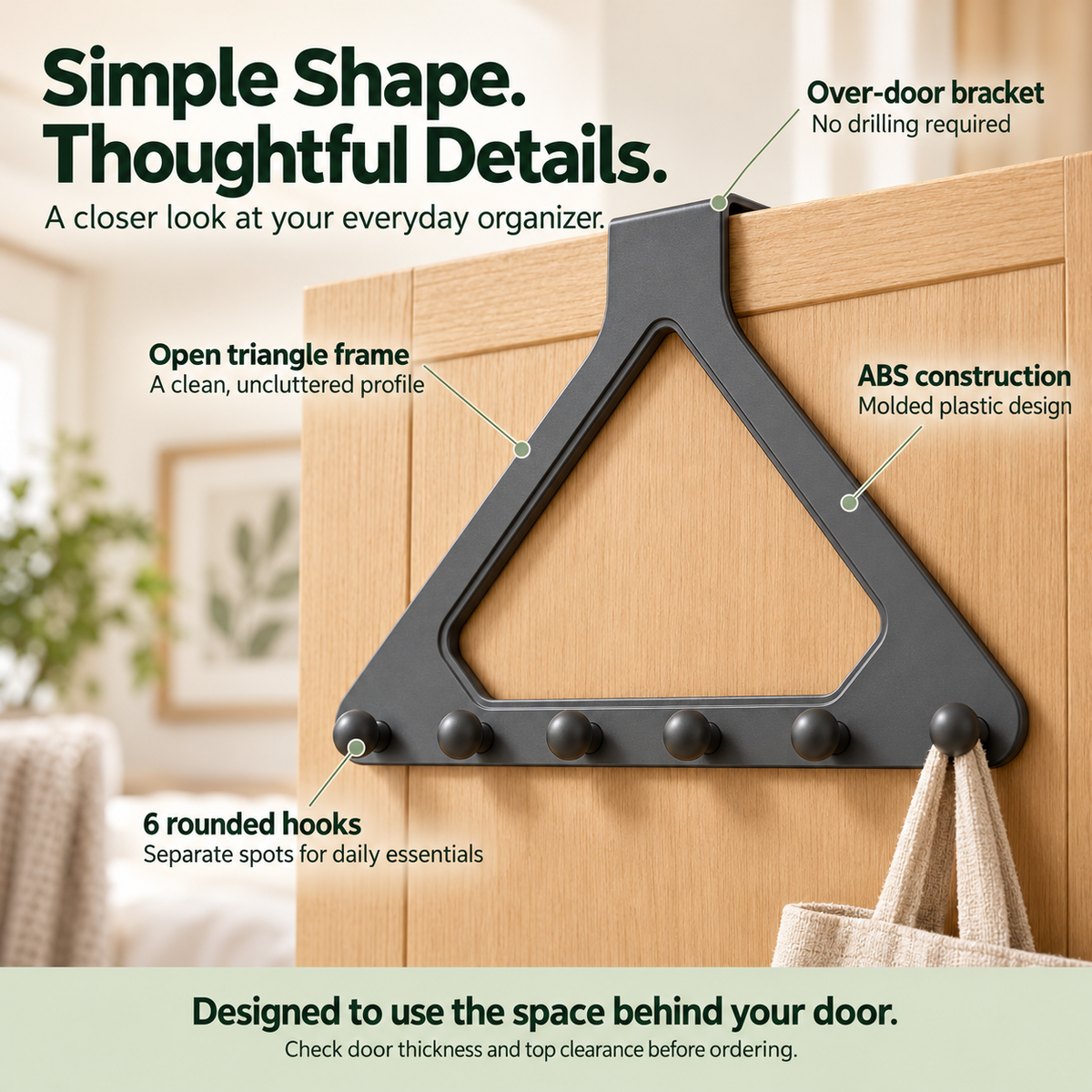 Over-the-door organizer details