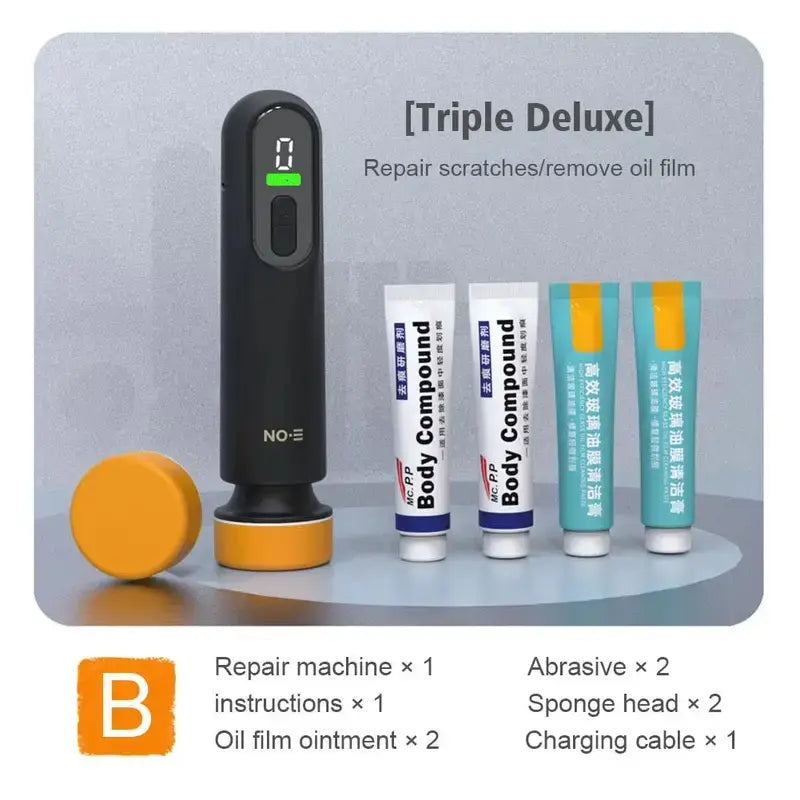Cordless car polisher kit with sponge heads body compound glass film paste and charging cable