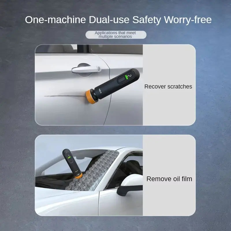 Cordless mini car polisher used for paint scratch care and exterior glass oil film removal