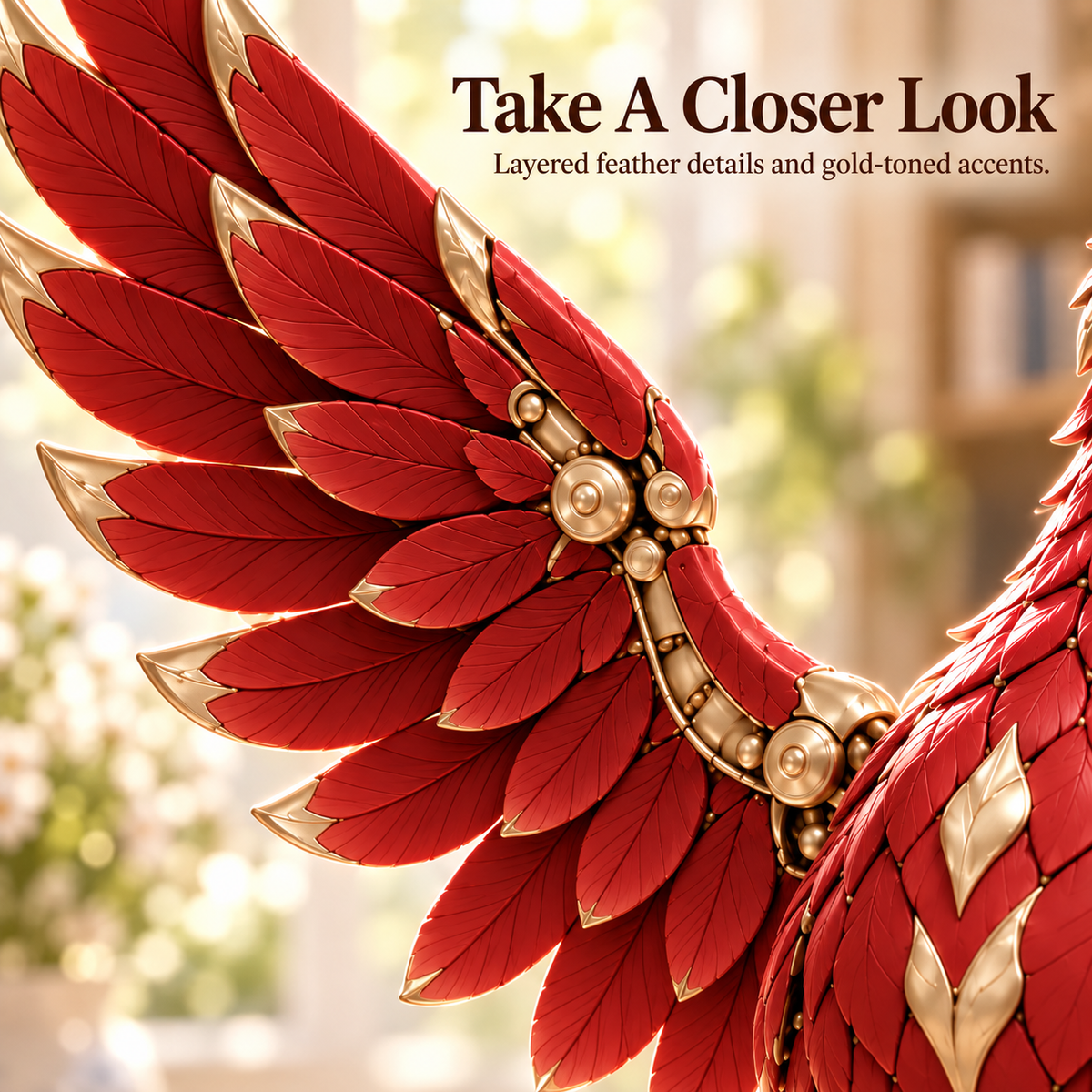 🔥 Mythical Phoenix Figurine ✨ Red & Gold Fantasy Decor