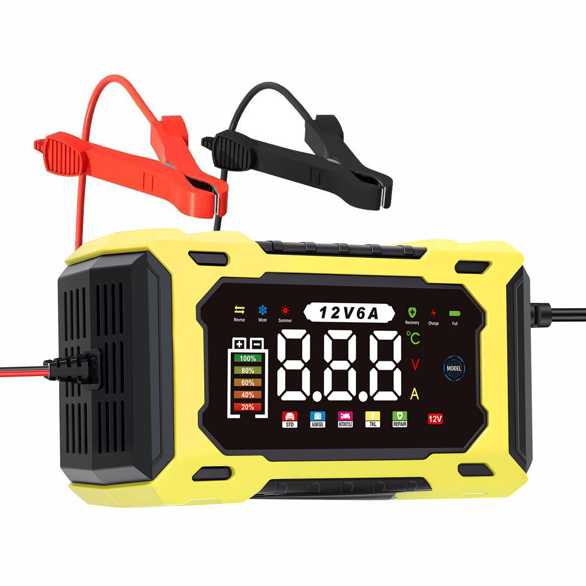 🔋 12V 6A Smart Battery Charger – Intelligent Car Battery Maintainer With LCD Display & Pulse Repair Mode