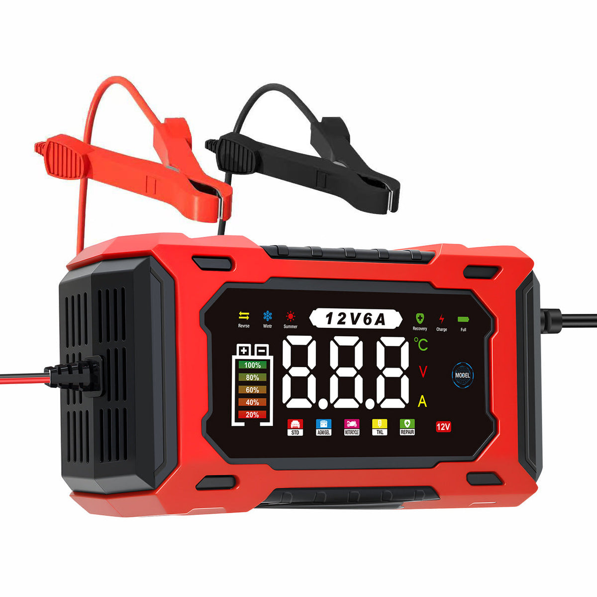 🔋 12V 6A Smart Battery Charger – Intelligent Car Battery Maintainer With LCD Display & Pulse Repair Mode