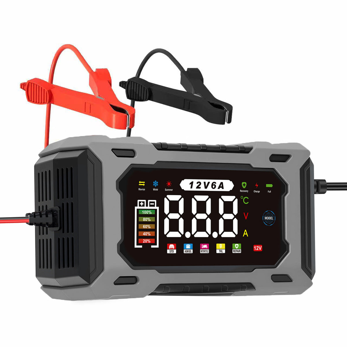🔋 12V 6A Smart Battery Charger – Intelligent Car Battery Maintainer With LCD Display & Pulse Repair Mode