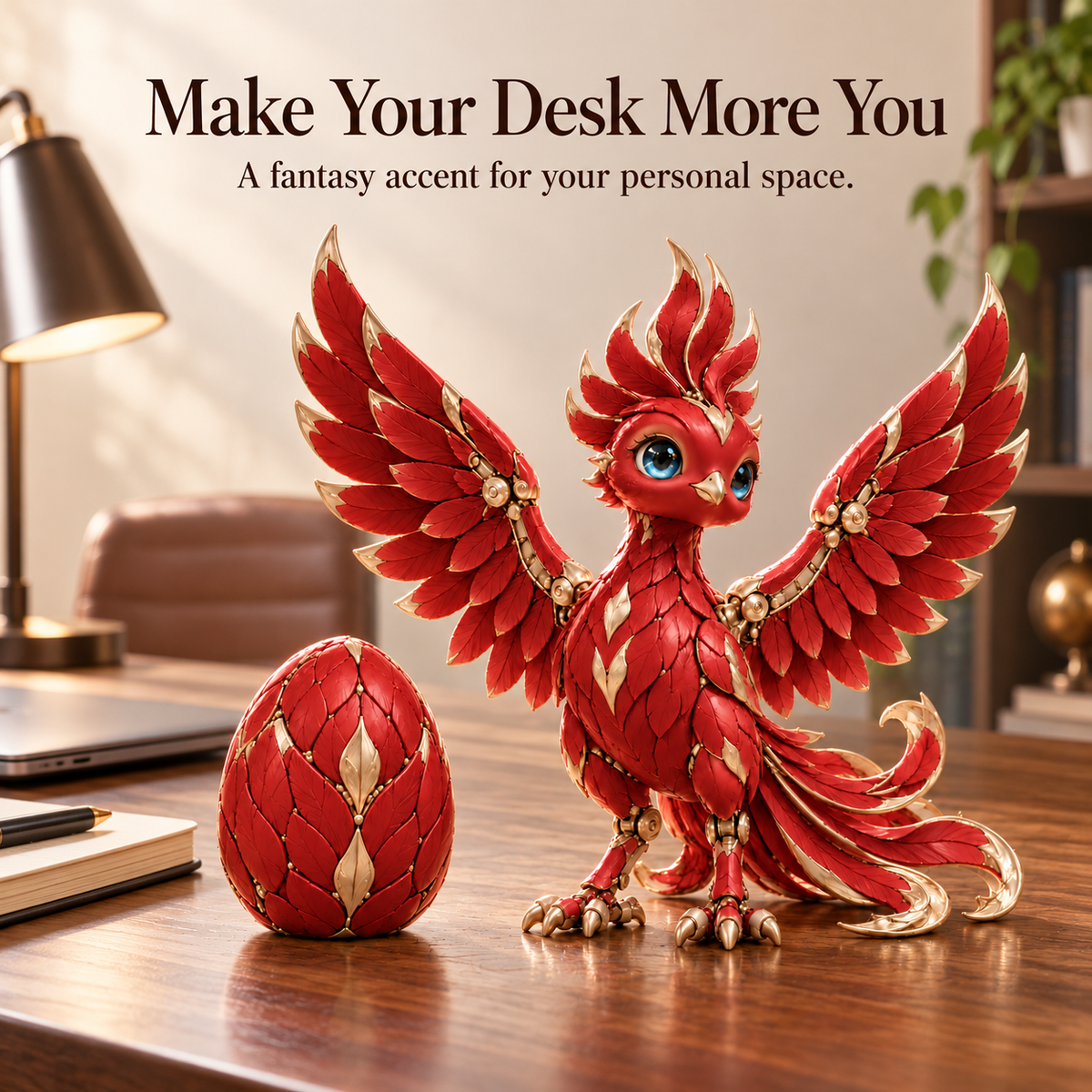 🔥 Mythical Phoenix Figurine ✨ Red & Gold Fantasy Decor