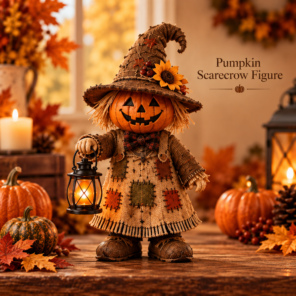 Pumpkin scarecrow Halloween lantern figurine