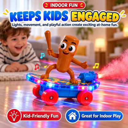 🛹 360° Spinning LED Skateboard Toy – Colorful Light-Up Action Toy for Kids