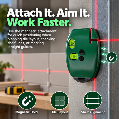 Laser Right Angle Level, 90° Cross Line Laser Level with Dual Bubble Vials, Compact Horizontal & Vertical Alignment Tool for Tile, Picture Hanging, Woodworking, DIY & Home Projects