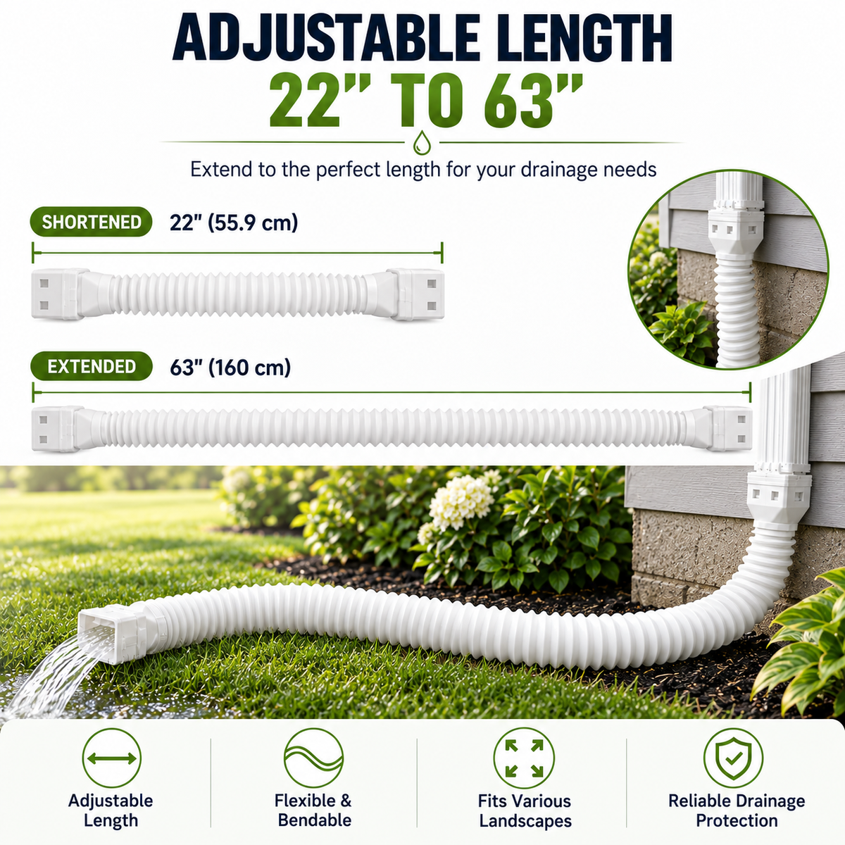 🏠 FoundationGuard™ Adjustable Downspout Extender – Redirect Rainwater Away from Your Home